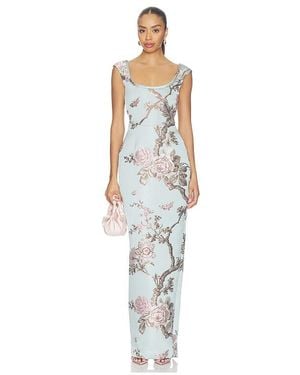 SAU LEE Brooke Brocade Gown - White
