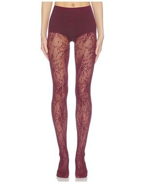 Swedish Stockings COLLANTS EN DENTELLE ROSA en Burgundy - Rouge