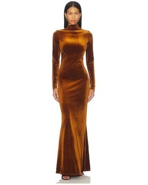 SER.O.YA Viola Velvet Dress - Brown