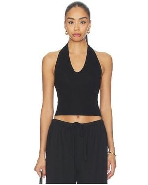 Enza Costa Silk Rib U Halter - Black