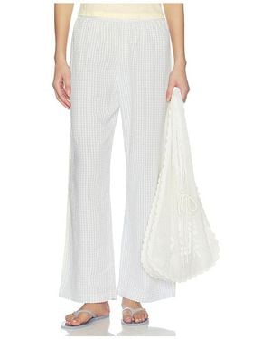 DONNI. The Cotton Gingham Stripe Crop Pant - White
