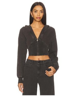 GOOD AMERICAN Jeanius Zip Up Hoodie - Black