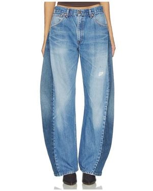 aligrace Two Tone Barrel Jeans - Blue