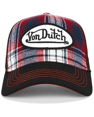 Von Dutch Plaid Trucker Hat - Red