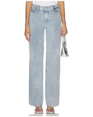 GOOD AMERICAN Good Skate Wide Leg Crystal Jeans - Blue