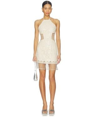 PATBO Crochet Bloom Halterneck Mini Dress - White