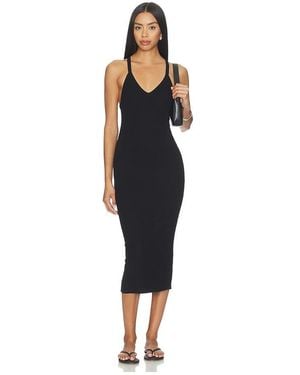 ÉTERNE V-Neck Racerback Midi Dress - Black