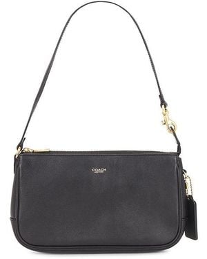 COACH Natural Grain Leather Plaza Bag - Black