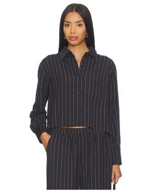 Bobi Boxy Button Front Shirt - Blue