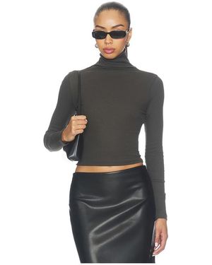 Enza Costa Cashmere Rib Turtleneck Top - Black
