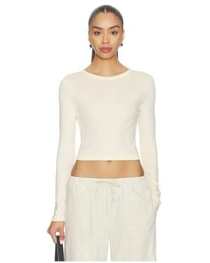 Enza Costa Supima Baby Rib Long Sleeve Cropped Top - White