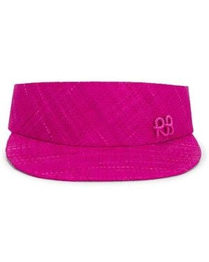 Ruslan Baginskiy Monogram-Embellished Straw Visor Hat - Pink