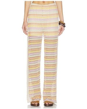 Central Park West Celine Crochet Mid Rise Trousers - Natural