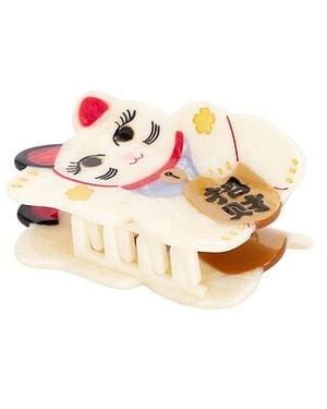 Solar Eclipse Hand-Painted Maneki-Neko Cat Claw Hair Clip - Multicolour