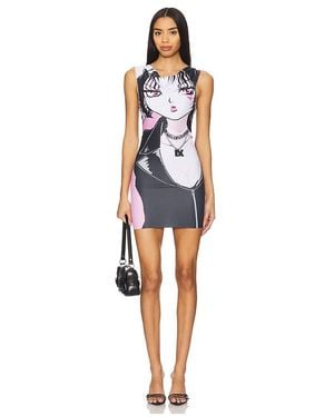 1XBLUE Bedrucktes Minikleid Anime Print - Blau