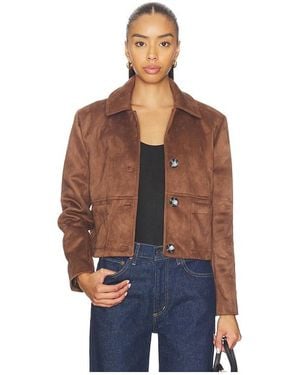 Milkwhite Cropped Faux Leather Jacket - Blue