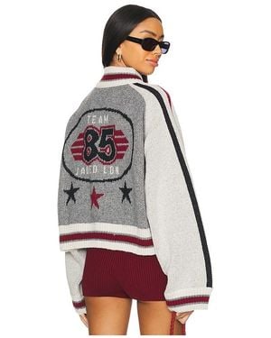 Jaded London Team 85 Knitted Bomber Jacket - White
