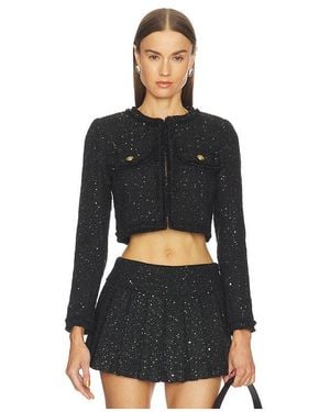 Alice + Olivia Dumont Tweed Boxy Jacket - Black