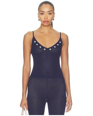 MAJORELLE Lucassia Textured Embroidered Tank - Blue
