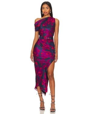 Nicholas Calantha Off Shoulder Midi Dress - Purple