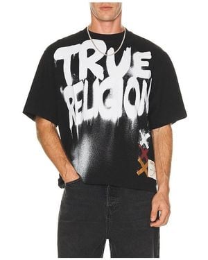TRUE RELIGION Short Sleeve Graffiti Boxy Tee - Black