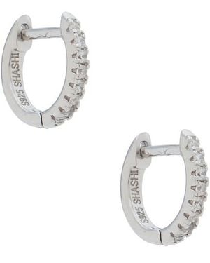 Shashi Micro Pave Huggie Earrings - White