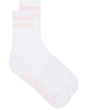 WellBeing + BeingWell Striped Tube Grip Sock - Weiß