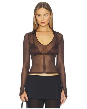 Lovers + Friends Kenzaia Rib Knit Polo Top - Black