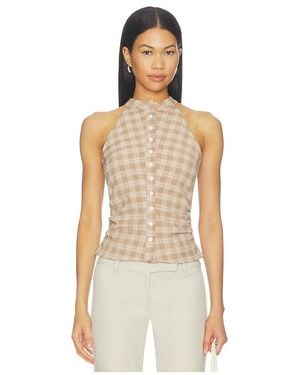 ALL THE WAYS Karie Button Front Top - Natural