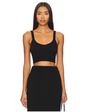 NSF Cotton Knit Zip-Up Bralette - Black