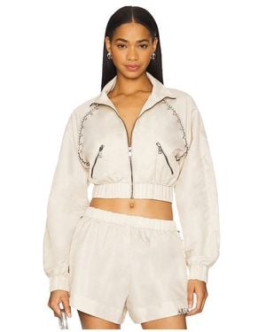 Area Crystal Trim Track Jacket - Natural