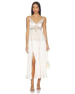 Self-Portrait Blush Satin Lace Midi Dress - White
