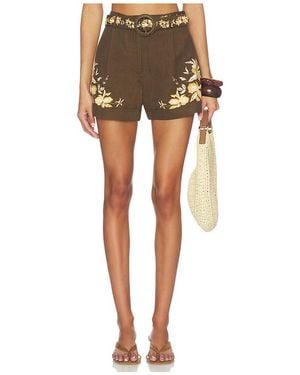 Hemant & Nandita Shorts With Buckle Belt - Brown