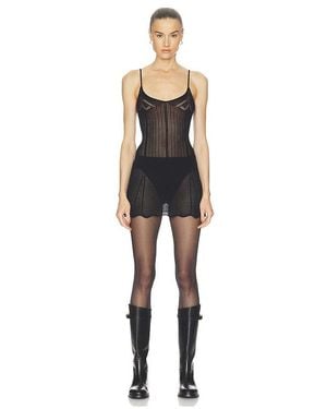 Halo Pointelle Mini Dress - Black