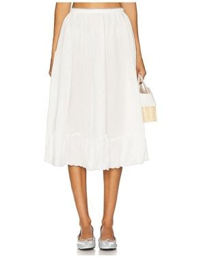 For Love & Lemons Tea Time Poplin Midi Skirt - White