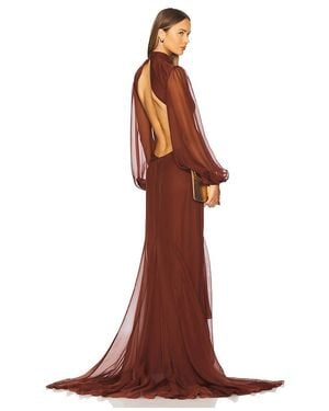 retroféte Rosalinda Chiffon Dress - Brown