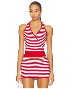 Frankie's Bikinis Dylan Cloud Knit Halter Top - Red