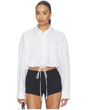 Alexander Wang Wrap Shirt With Crystal Stud Collar - White