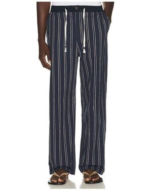Scotch & Soda Otis Striped Linen Blend Straight Fit Jogger - Blue