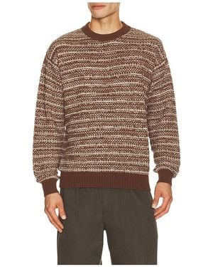 Frescobol Carioca Jardim Cotton Blend Crew Neck Striped Jumper - Brown