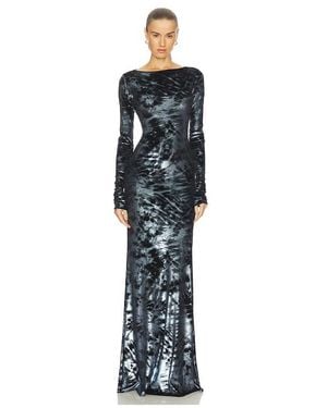 LAPOINTE Velour Boatneck Gown - Blue