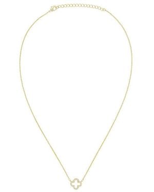 By Adina Eden Pave Outlined Four Leaf Clover Necklace - White