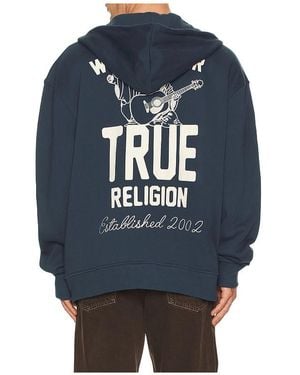 TRUE RELIGION Hoodie Mit Reissverschluss Patch Vintage - Blau