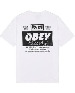 Obey Records Buy, Sell, Trade T-Shirt - White