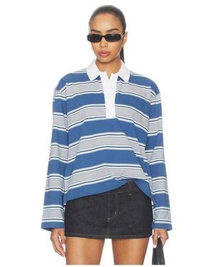 Rag & Bone Kelly Stripe Polo Long Sleeve en Multi - Bleu
