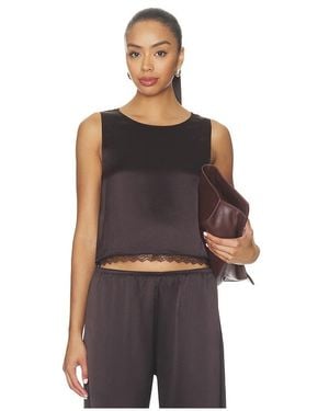 Leset Barb Lace Crop Sleeveless Crew - Brown