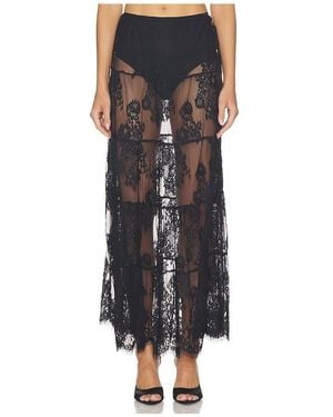 Runaway the Label Enola Tiered Lace Maxi Skirt - Black