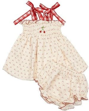 Wild Wawa Embroidered Smock Set - White