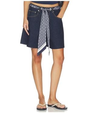 SER.O.YA Sabrina Boyfriend Shorts With Scarf - Blue
