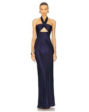 Shona Joy La Lune Ruched Halter Maxi Dress - Blue